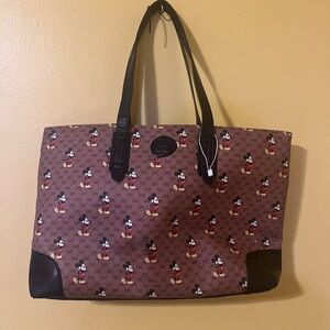 Faux Leather Mickey Tote Bag
